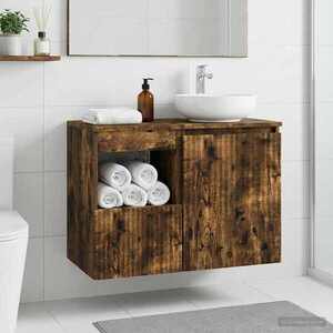 Imagine vidaXL Dulap de Baie Stejar fumuriu 30 x 35 x 50 cm Lemn prelucrat