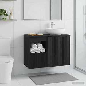 Imagine vidaXL Dulap de Baie Negru 30 x 41 x 50 cm Lemn prelucrat