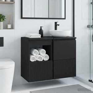 Imagine vidaXL Dulap de Baie Negru 30 x 44, 5 x 50 cm Lemn prelucrat