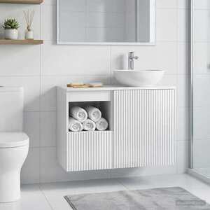 Imagine vidaXL Dulap de Baie Alb foarte lucios 30 x 44, 5 x 50 cm
