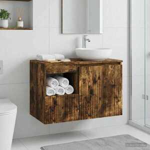 Imagine vidaXL Dulap de Baie Stejar fumuriu 30 x 44, 5 x 50 cm Lemn prelucrat