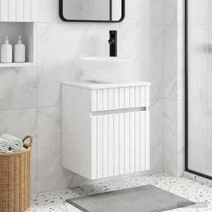 Imagine vidaXL Chiuvetă de baie suspendată Alb 39 x 35 x 63 cm Lemn prelucrat