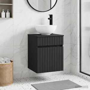 Imagine vidaXL Chiuvetă de baie suspendată Negru 39 x 35 x 63 cm