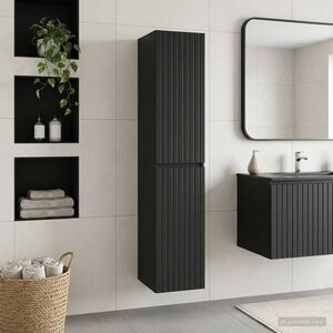 Imagine vidaXL Dulap Bathroom Montat pe Perete Negru 33 x 34, 5 x 160 cm