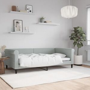 Imagine vidaXL Cadru de pat, gri deschis, 100x190 cm, catifea