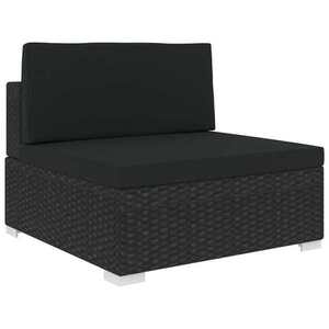 Imagine vidaXL Canapea de mijloc modulară cu perne, negru, poliratan
