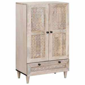 Imagine vidaXL Bufet 60 x 33 x 100 cm Lemn de mango solid Alb decolorat