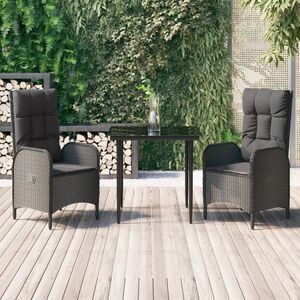 Imagine vidaXL Set mobilier de grădină cu perne, 3 piese, negru, poliratan