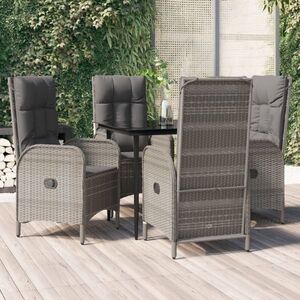 Imagine vidaXL Set mobilier grădină cu perne, 5 piese, negru și gri, poliratan