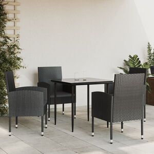 Imagine vidaXL Set mobilier de grădină, 5 piese, negru, poliratan și oțel