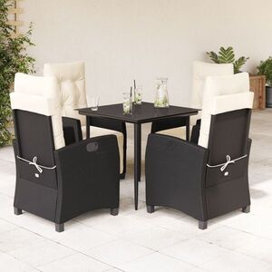 Imagine vidaXL Set mobilier de grădină cu perne, 5 piese, negru, poliratan