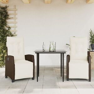 Imagine vidaXL Set mobilier de grădină cu perne, 3 piese, maro, poliratan