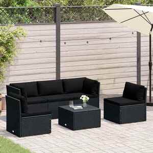 Imagine vidaXL Set mobilier de grădină cu perne, 4 piese, negru, poliratan