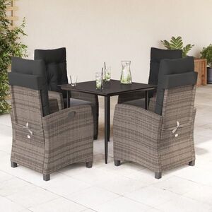Imagine vidaXL Set mobilier de grădină cu perne, 5 piese, gri, poliratan