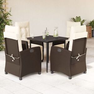 Imagine vidaXL Set mobilier de grădină, 5 piese, cu perne, maro, poliratan
