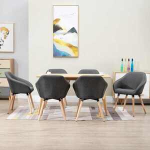 Imagine vidaXL Scaune de sufragerie, 6 buc., gri închis, material textil