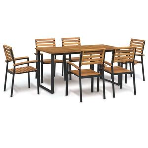 Imagine vidaXL Set mobilier de grădină, 7 piese, lemn masiv de acacia și metal