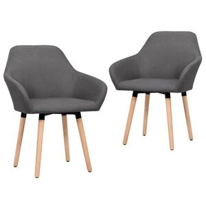 Imagine vidaXL Scaune de bucătărie, 2 buc., gri închis, material textil
