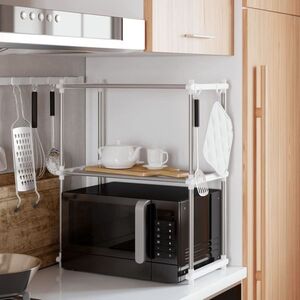Imagine vidaXL Raft pentru cuptor cu microunde, alb, 51x27x63 cm aluminiu