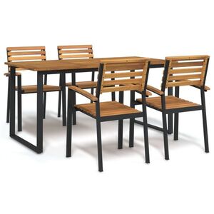 Imagine vidaXL Set mobilier de grădină, 5 piese, lemn masiv de acacia și metal