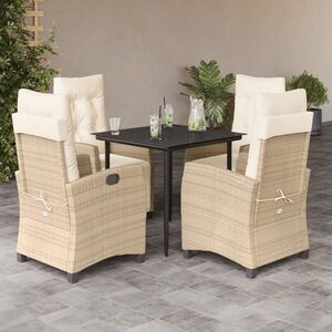 Imagine vidaXL Set mobilier de grădină cu perne, 5 piese, bej, poliratan