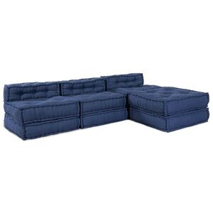 Imagine vidaXL Unitate de canapea modulară Țesătură Indigo 210 x 140 x 56 cm