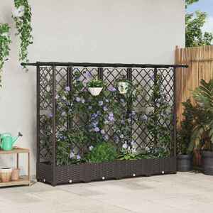 Imagine vidaXL Pat Ridicat cu Trellis și Acoperiș Maro 202, 5 x 40 x 121 cm PP