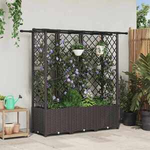 Imagine vidaXL Pat Ridicat cu Trellis și Acoperiș Maro 163, 5 x 40 x 136 cm PP
