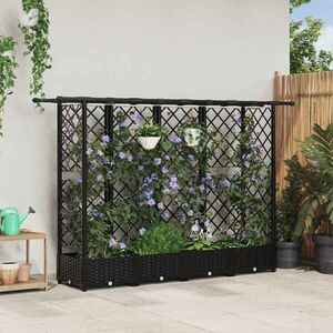 Imagine vidaXL Pat Ridicat cu Trellis și Acoperiș Negru 202, 5 x 40 x 121 cm PP