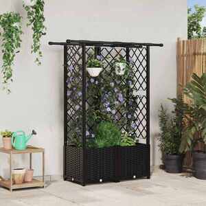 Imagine vidaXL Pat Ridicat cu Trellis și Acoperiș Negru 124 x 40 x 136 cm PP