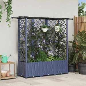 Imagine vidaXL Pat Ridicat cu Trellis și Acoperiș Gri 163, 5 x 40 x 136 cm PP