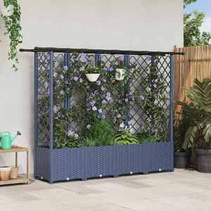 Imagine vidaXL Pat Ridicat cu Trellis și Acoperiș Gri 202 x 40 x 136 cm PP