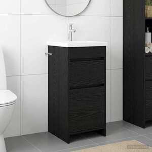 Imagine vidaXL Mobilă de baie cu chiuvetă Stejar Negru 42 x 40 x 84, 5 cm