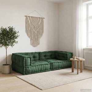 Imagine vidaXL Canapea modulară cu 2 locuri verde 140x70x36 țesătură