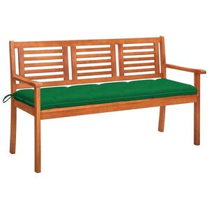 Imagine vidaXL Bancă grădină 3 locuri, cu pernă, 150 cm, lemn masiv eucalipt