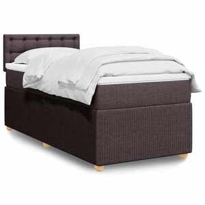 Imagine vidaXL Pat box spring cu saltea, maro închis, 100x200 cm, textil