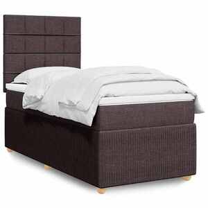 Imagine vidaXL Pat box spring cu saltea, maro închis, 100x200 cm, textil