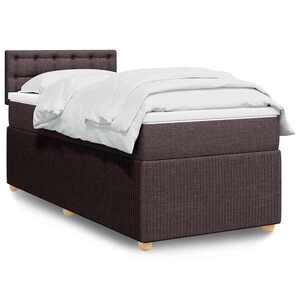 Imagine vidaXL Pat box spring cu saltea, maro închis, 100x200 cm, textil