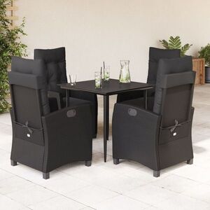 Imagine vidaXL Set mobilier de grădină cu perne, 5 piese, negru, poliratan