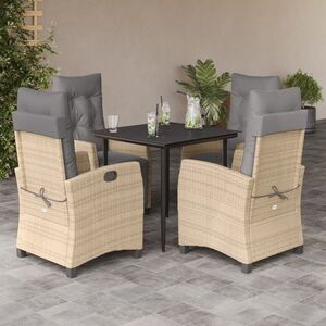 Imagine vidaXL Set mobilier pentru grădină, 5 piese, cu perne, bej, poliratan