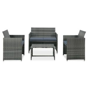Imagine vidaXL Set mobilier de grădină cu perne, 4 piese, gri, poliratan