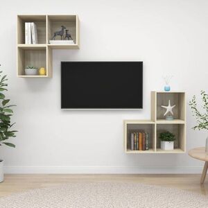 Imagine vidaXL Set de dulapuri TV, 4 piese, stejar sonoma, lemn prelucrat