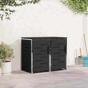 Imagine vidaXL Depozitare pentru Containere cu Roți for 2 Bins 240L Negru