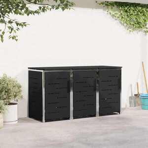 Imagine vidaXL Depozitare pentru Containere cu Roți for 3 Bins 240L Negru