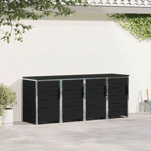 Imagine vidaXL Depozitare pentru Containere cu Roți for 4 Bins 240L Negru