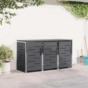Imagine vidaXL Depozitare pentru Containere cu Roți for 3 Bins 240L Antracit