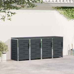 Imagine vidaXL Depozitare pentru Containere cu Roți for 4 Bins 240L Antracit