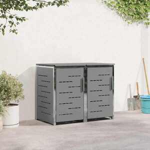 Imagine vidaXL Depozitare pentru Containere cu Roți for 2 Bins 240L Gri