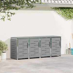 Imagine vidaXL Depozitare pentru Containere cu Roți for 4 Bins 240L Gri