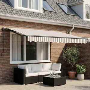 Imagine vidaXL Copertină retractabilă Gri deschis și alb. 3, 5 x 2 m țesătură